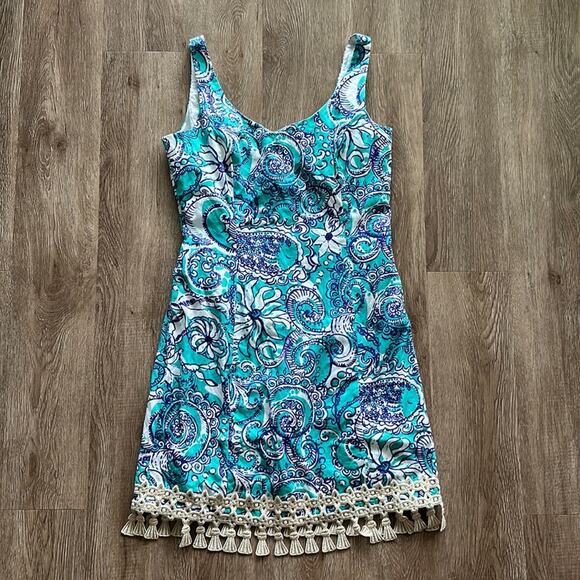 Lilly Pulitzer Blue Paisley Mini Dress - Picture 1 of 8